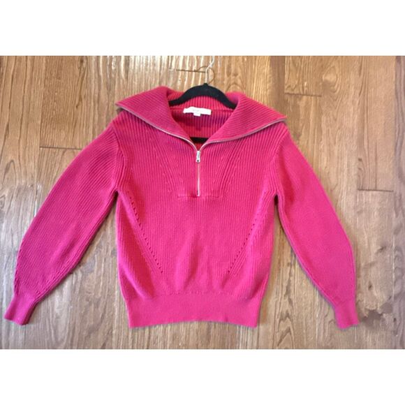 Loft cotton pink quarter ribbed pullover sweater small petite - Picture 3 of 10